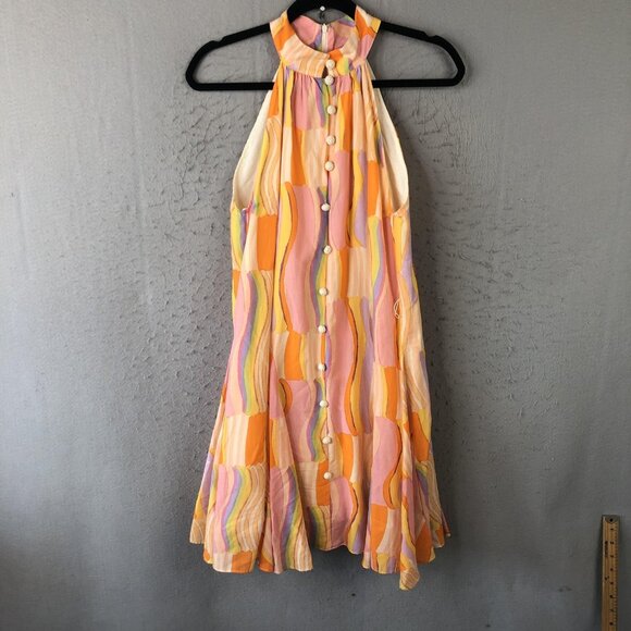 Fate Dresses & Skirts - Fate Dress Womens Small Halter Neck Button Front Retro Boho Abstract Mod NEW